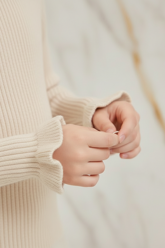 Bottoming Thik Fleece Lined Apricot Knitted Sweater