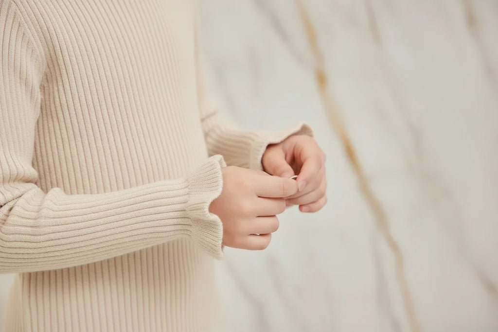 Bottoming Thik Fleece Lined Apricot Knitted Sweater