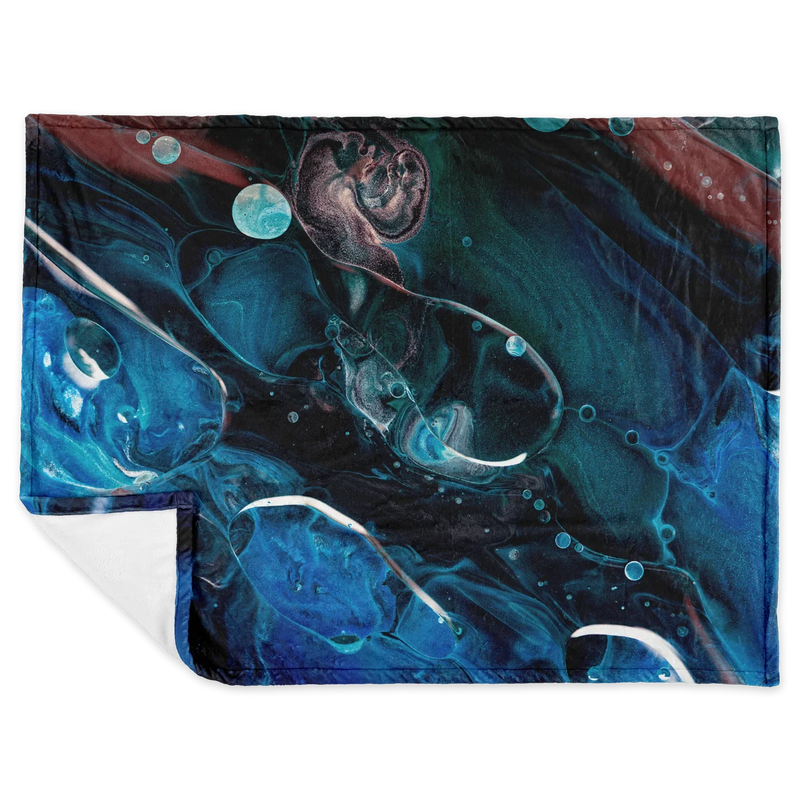 Deep Waves Deep Sea Blue Flannel Blanket