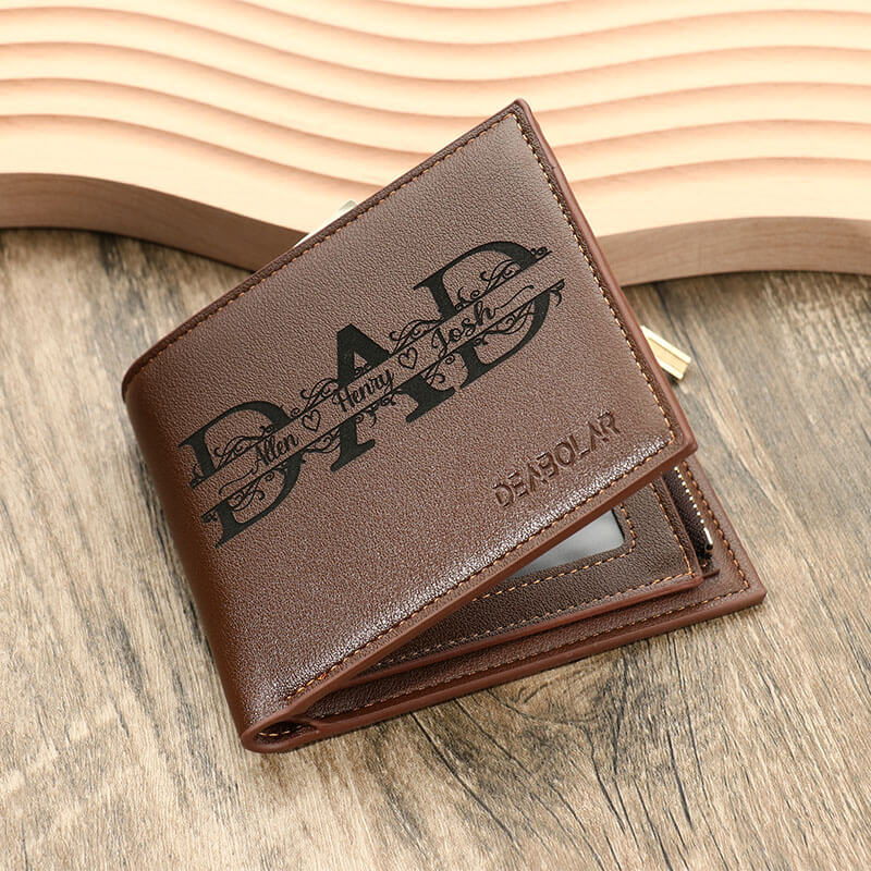 Personalized Dad Name Wallet PU Leather