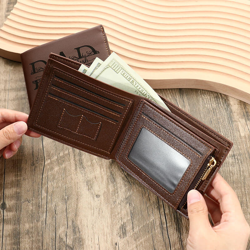 Personalized Dad Name Wallet PU Leather