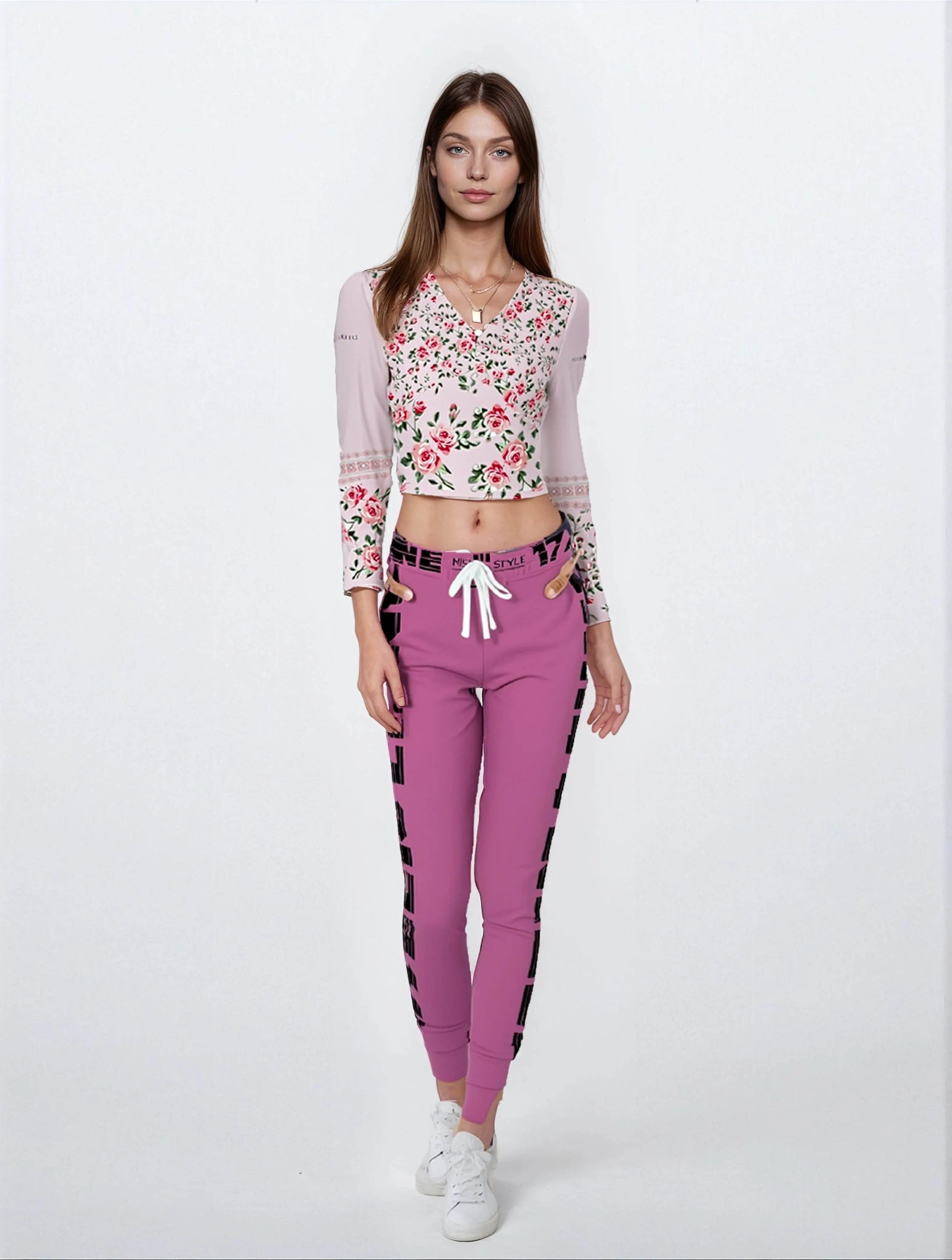 17een Line Unisex Pink Athletic Joggers - IVORYNN
