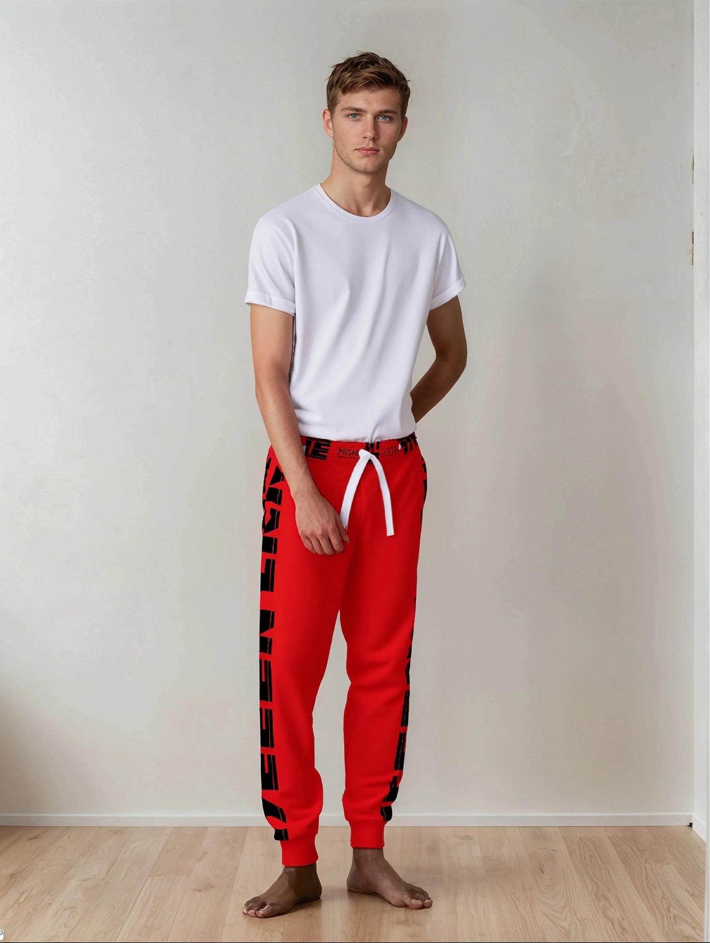 17een Line Unisex Red Athletic Joggers - IVORYNN