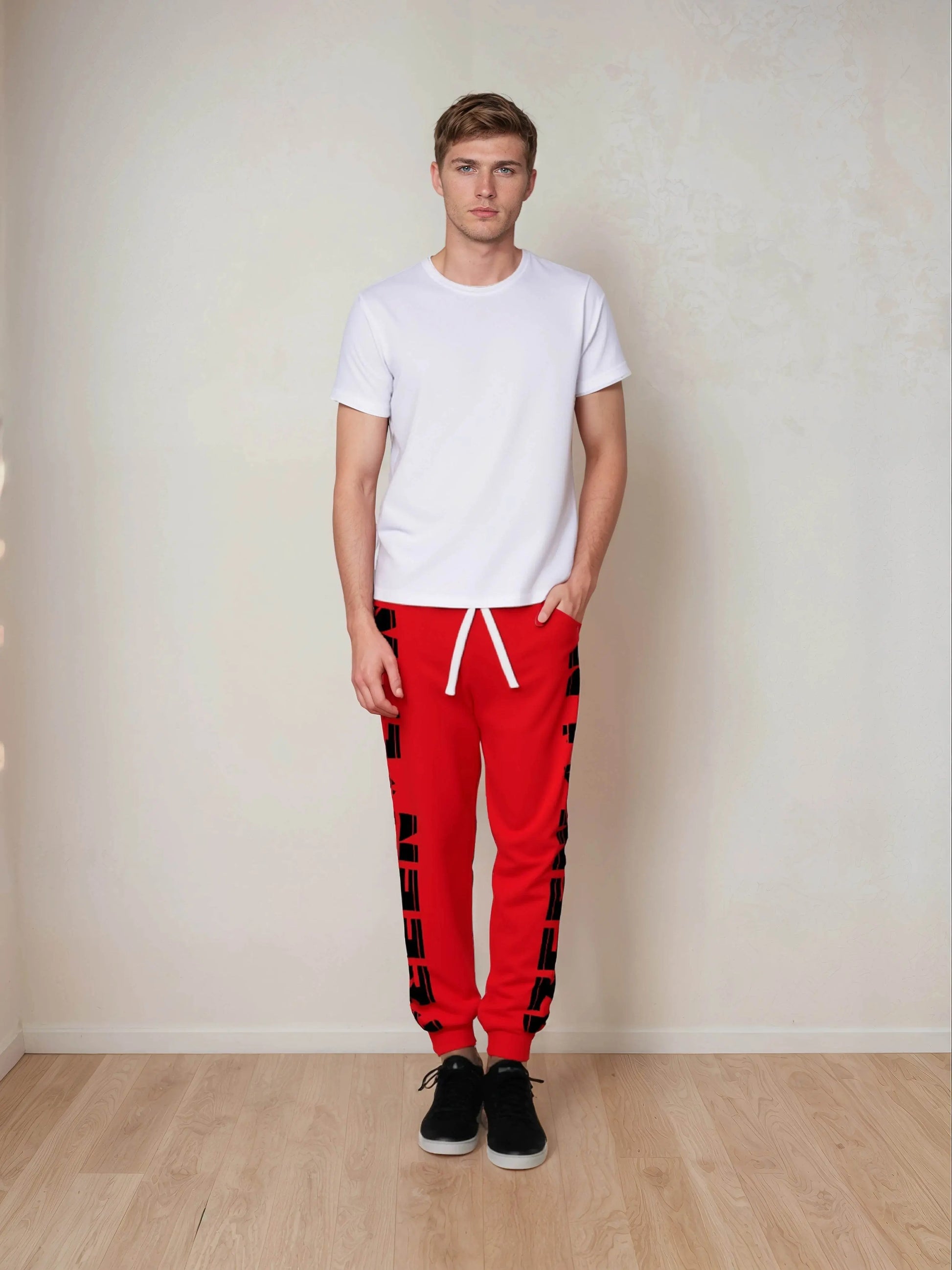 17een Line Unisex Red Athletic Joggers - IVORYNN