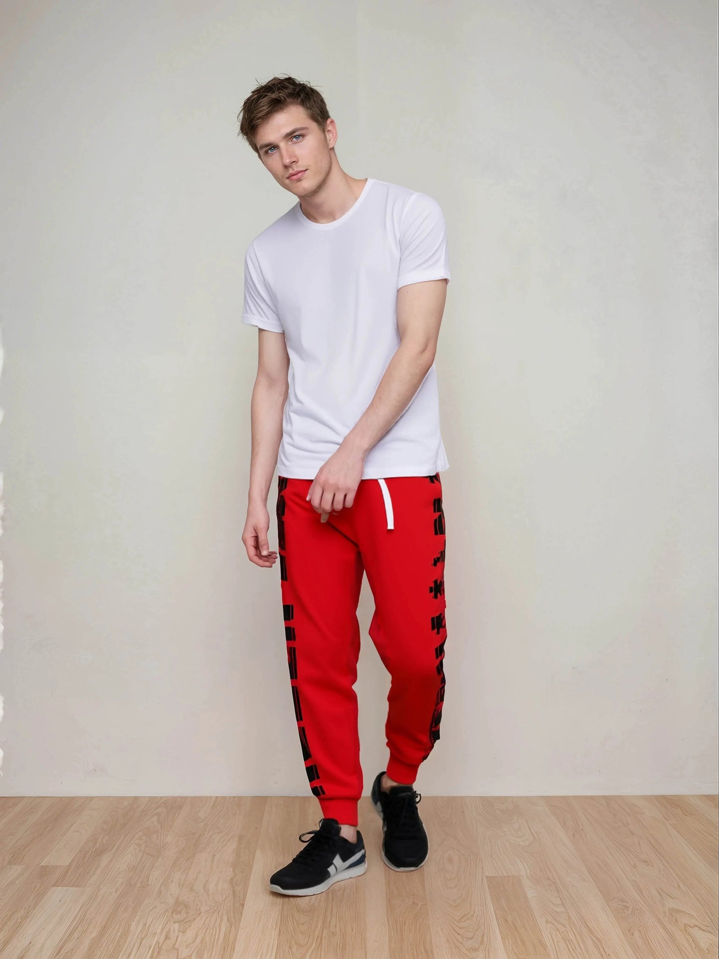 17een Line Unisex Red Athletic Joggers - IVORYNN