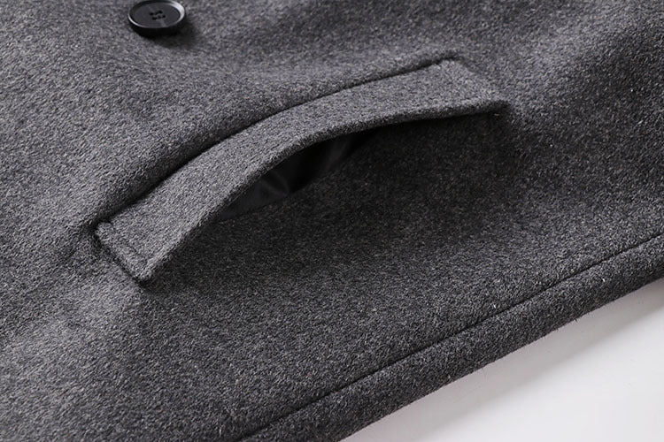 Handsome Woolen Men Grey Coat