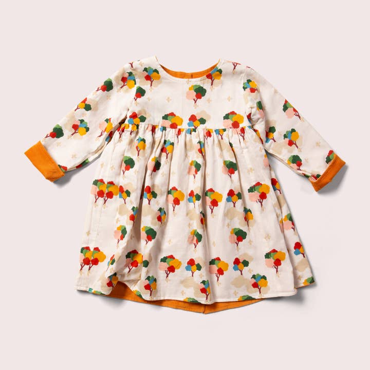 Kids Reversible Corduroy Pocket Dress - Golden Ochre - Organic Cotton