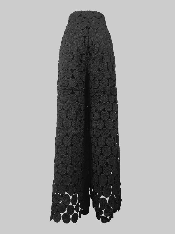 Chic High Waisted Knit Ribbed Casual Black Trousers