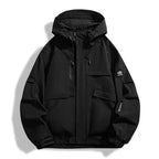 Three-in-One Men Black Windproof Jacket
