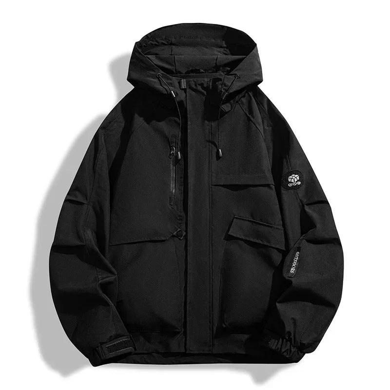 Three-in-One Men Black Windproof Jacket
