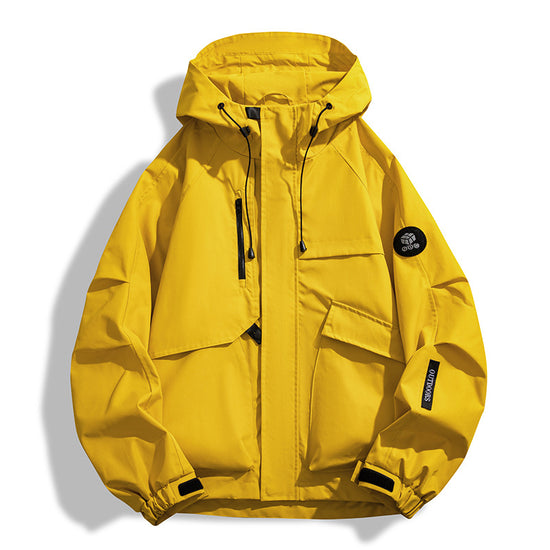 Three-in-One Men Yellow Windproof Jacket
