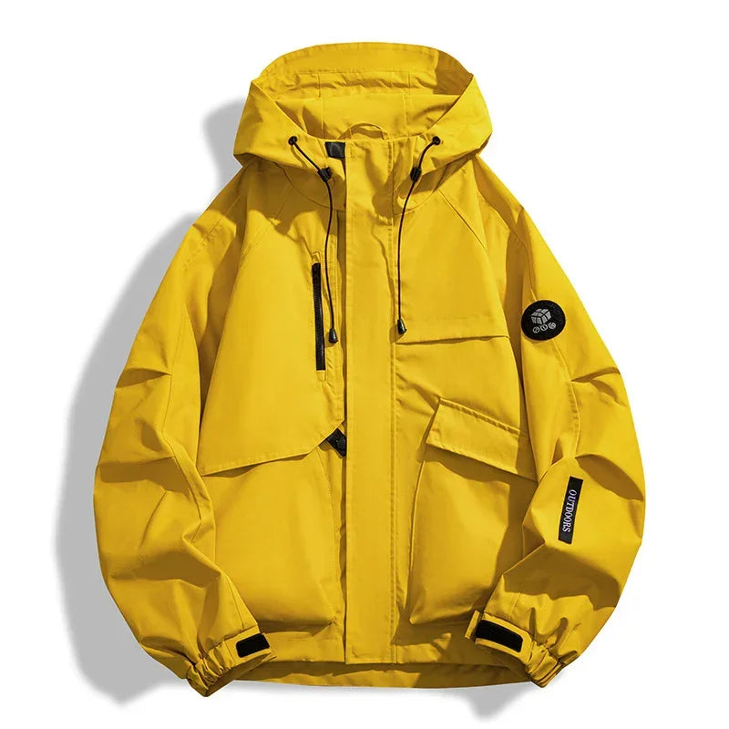 Three-in-One Men Yellow Windproof Jacket