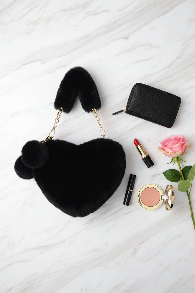 صورة 1 - مع محفظة سوداء ومكياج ووردة
