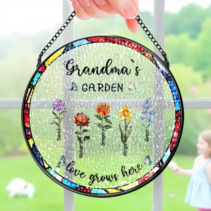 Personalized Birth Flower Glass Suncatcher