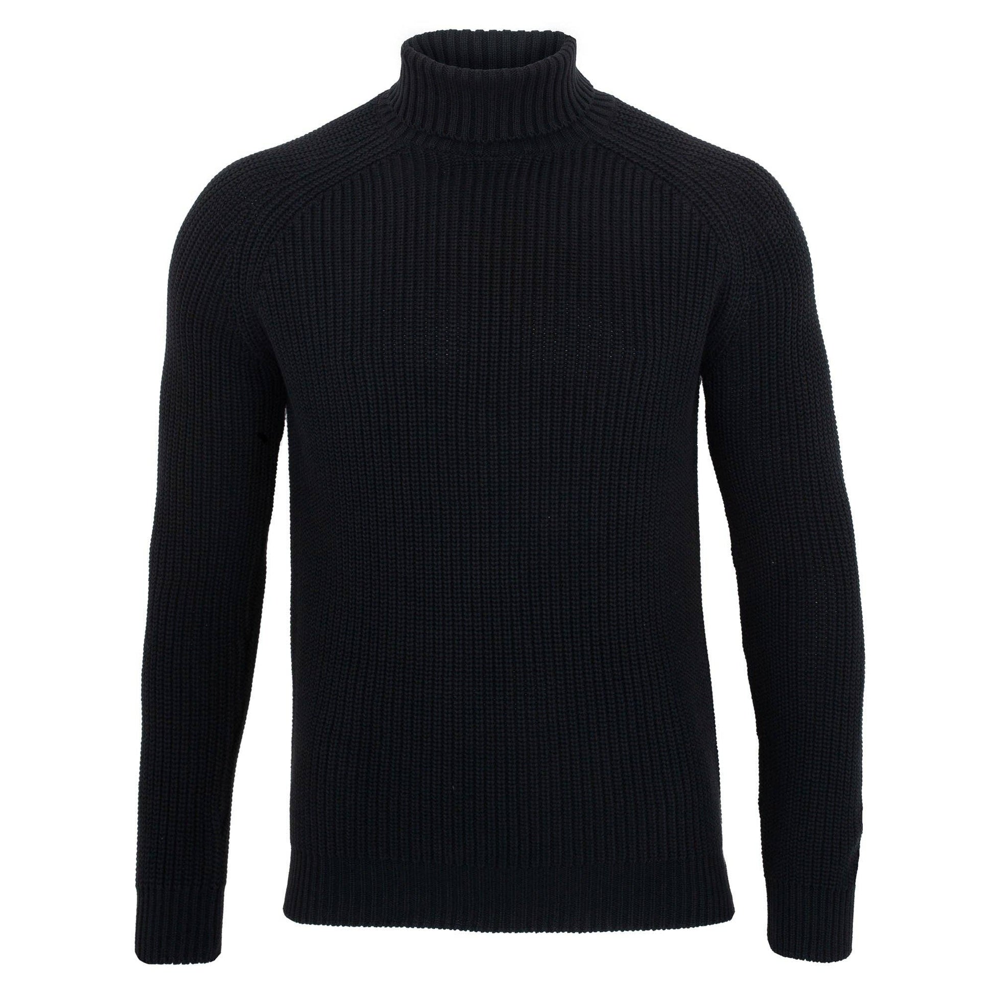 Men's Midweight Cotton Fisherman Rib Knit Roll Neck Jumper Sweater