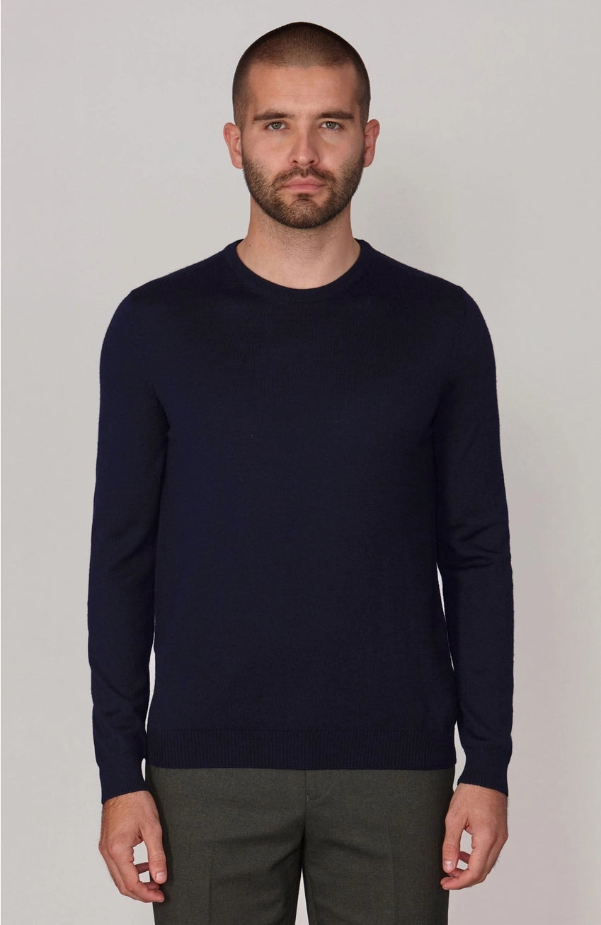 Premium Extra Fine Merino Wool Navy Sweater