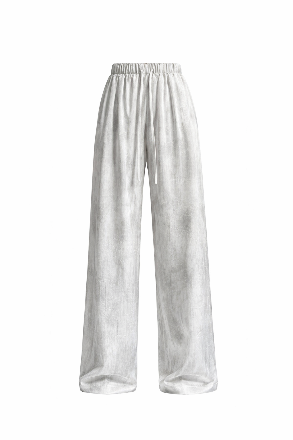 Loose Sstraight Silk Satin Wide Leg White Trousers