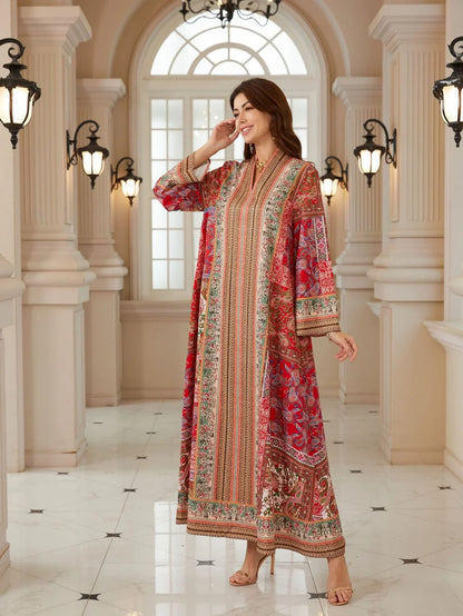 Luxury Printed Arabic Style Jalabiya
