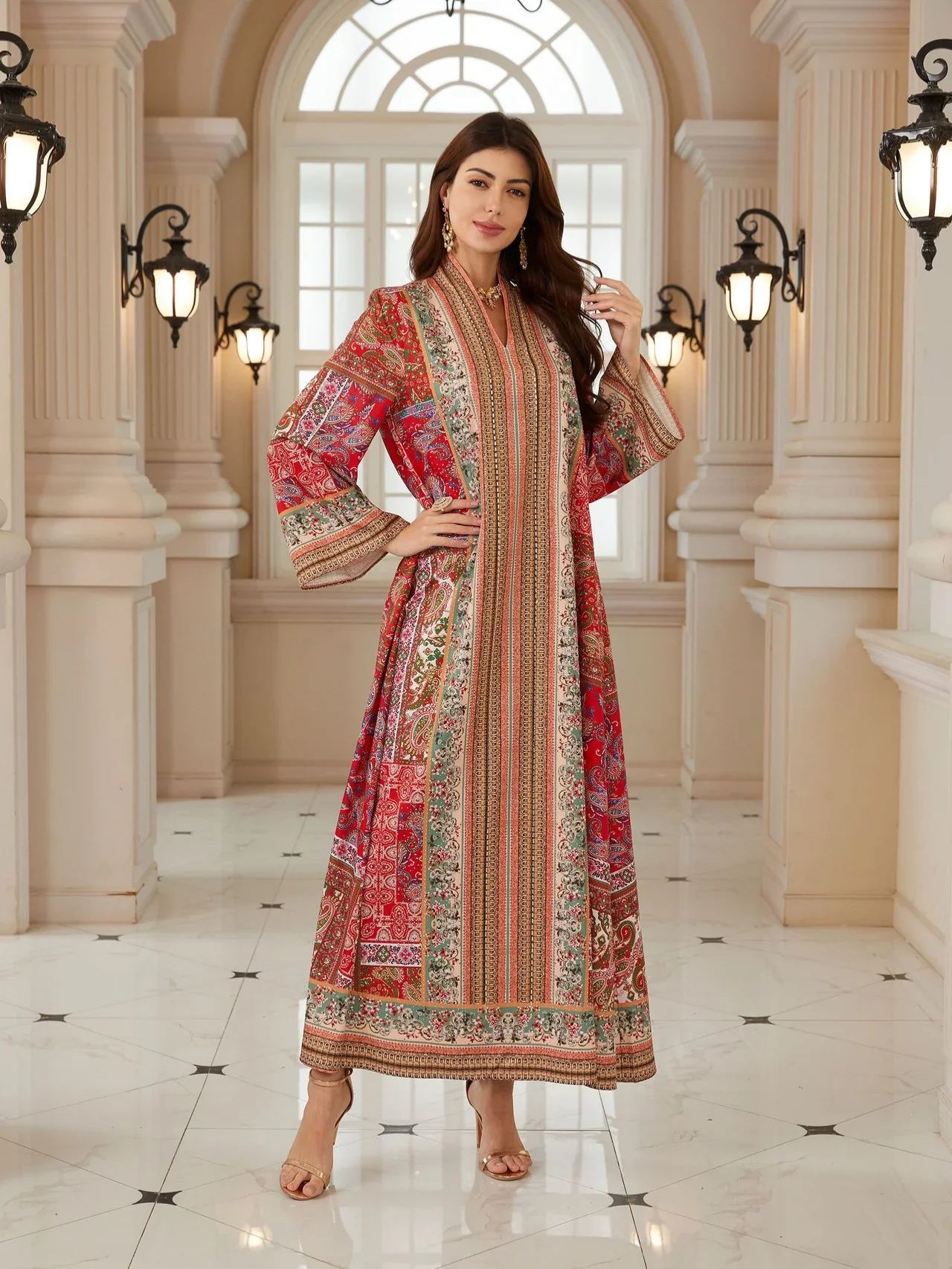 Luxury Printed Arabic Style Jalabiya