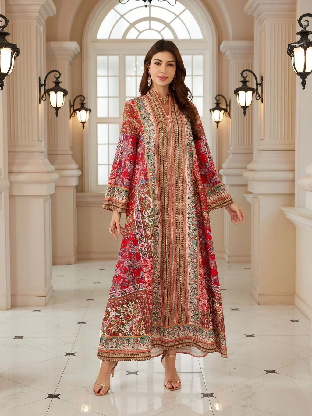 Luxury Printed Arabic Style Jalabiya