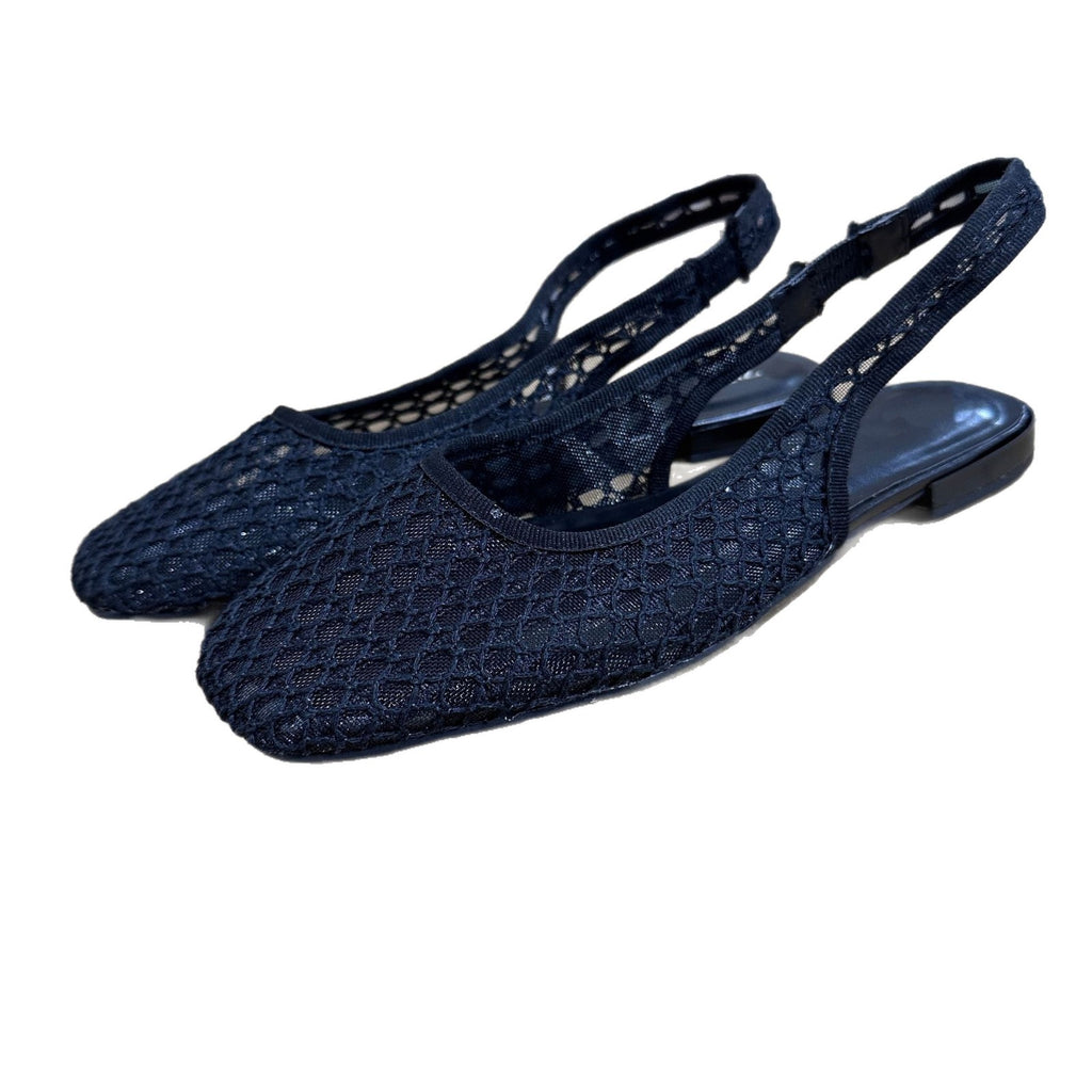 Niche Handmade Woven Fishnet Toe Black Sandals