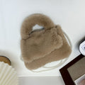 Fluffy Chain Flap Dark khaki Crossbody Bag