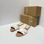 Flats Cow Gold Leather Sandals