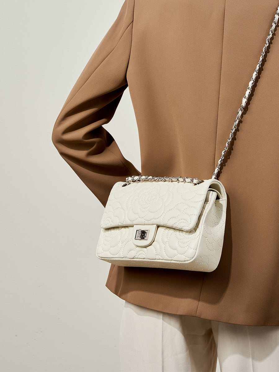 Genuine Leather White Crossbody Bag