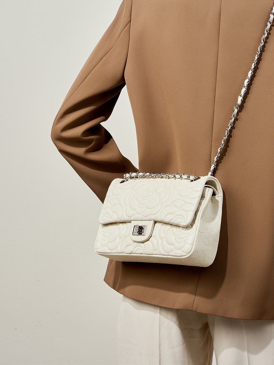 Genuine Leather White Crossbody Bag