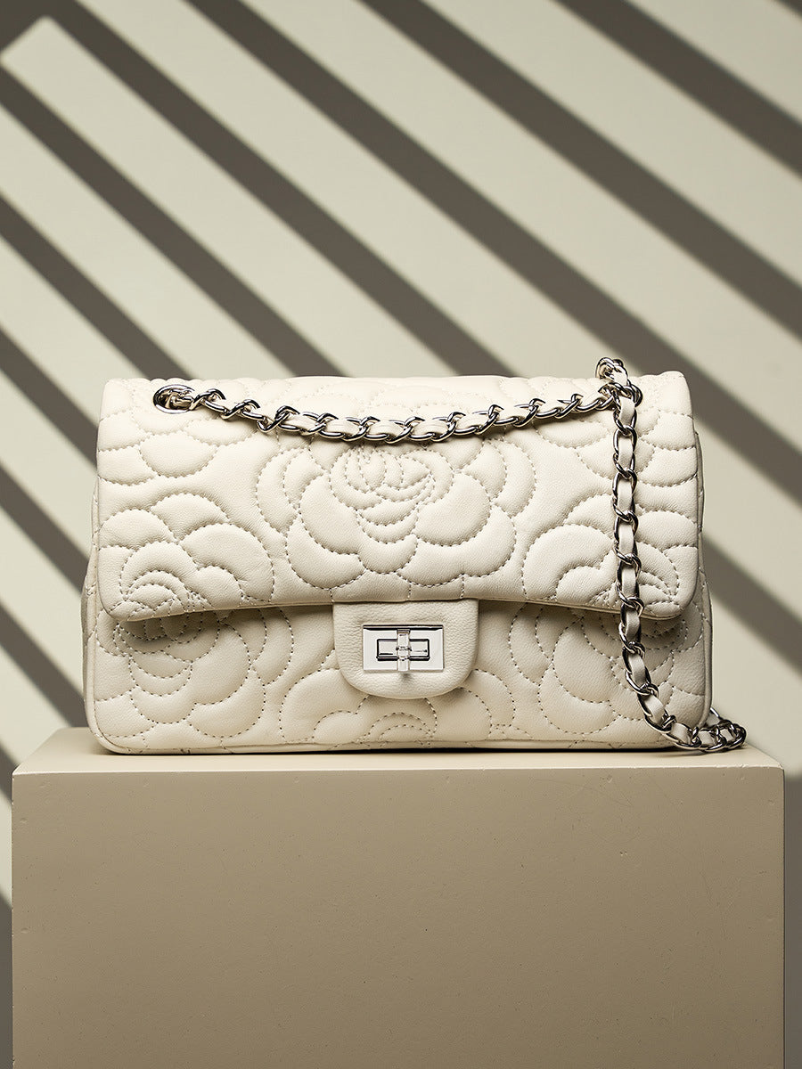 Genuine Leather White Crossbody Bag