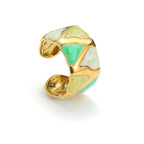 Stainless Steel 18K Gold Green Ring