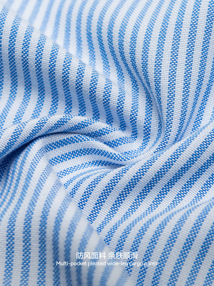 Windproof Moonlight Blue Striped Shirt