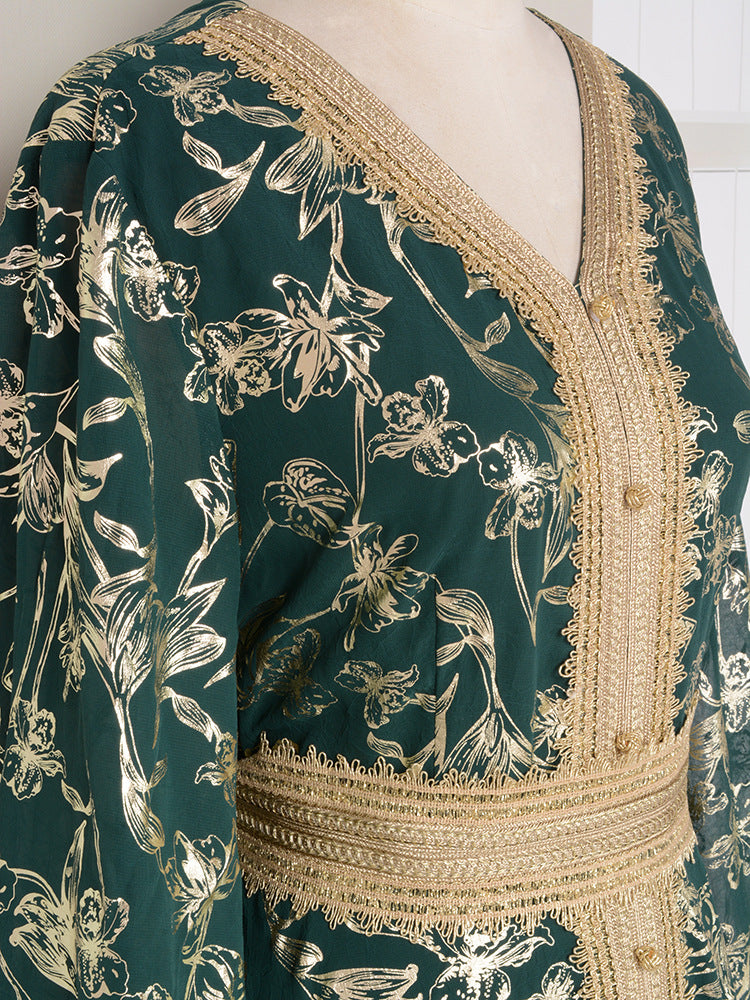 Floral Embroidered Evening Dress