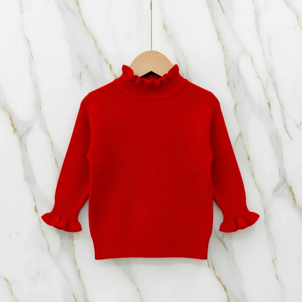 Bottoming Thik Fleece Lined Red Knitted Sweater