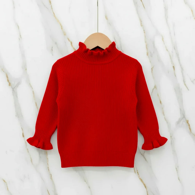 Bottoming Thik Fleece Lined Red Knitted Sweater