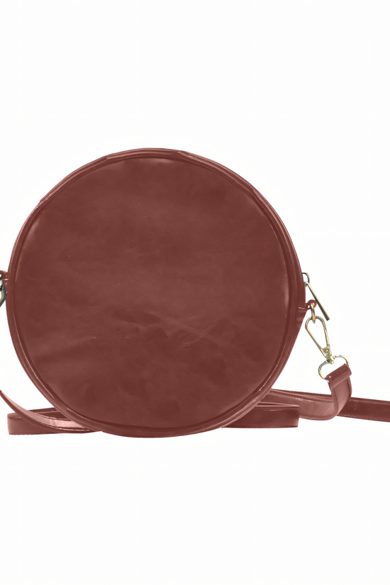 Orange Spots Round Brown Crossbody Bag