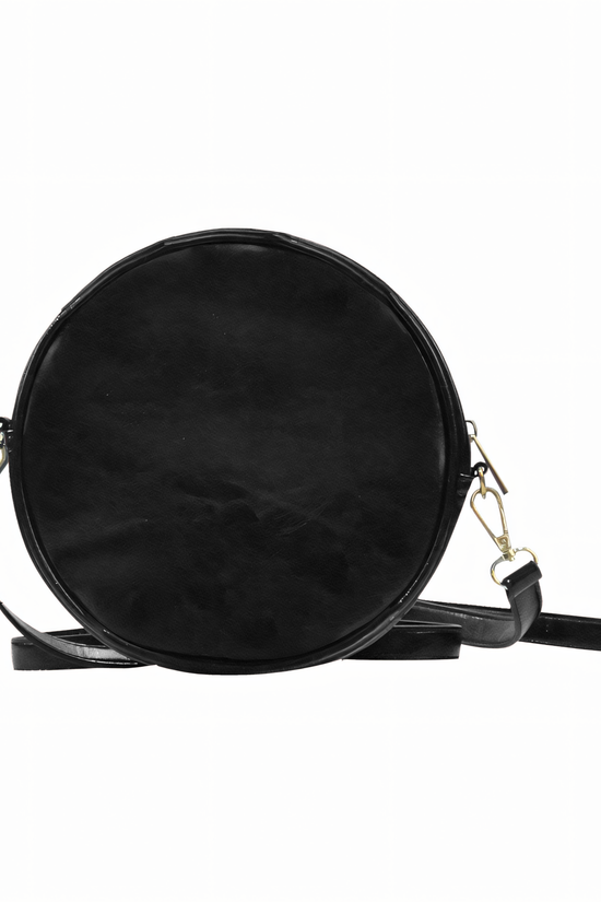 Orange Spots Round Black Crossbody Bag