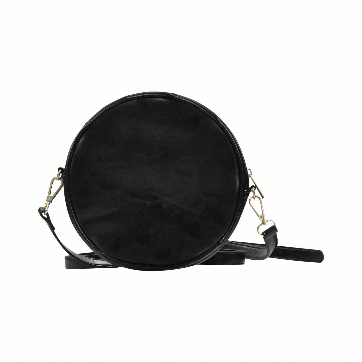 Orange Spots Round Black Crossbody Bag