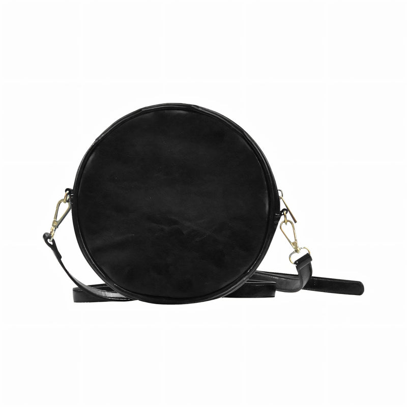 Orange Spots Round Black Crossbody Bag