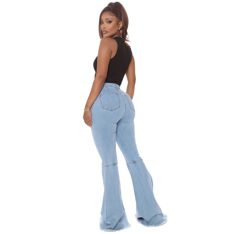 High-Waisted Slim Stretch Light Blue Denim