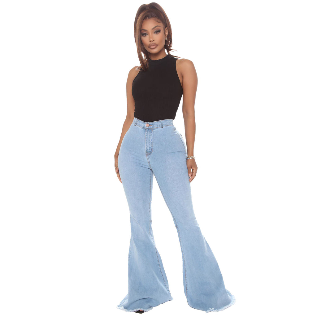 High-Waisted Slim Stretch Light Blue Denim