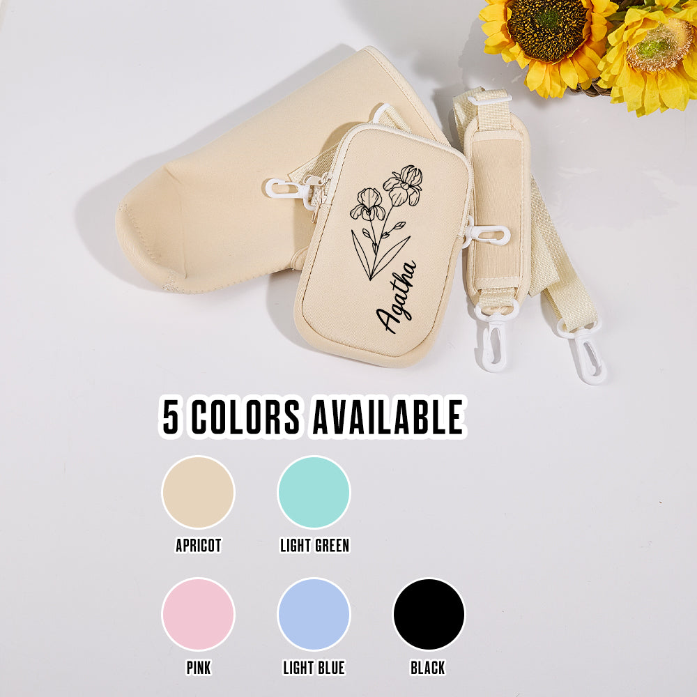 Birth Flower Waterproof Bottle Carrier Tumbler Bag