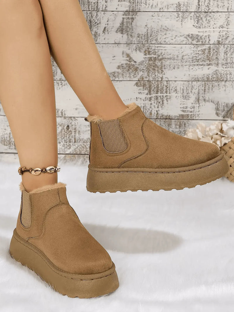 2PCS Cozy Height Increasing Ankle Thick-Soled Boots - IVORYNN