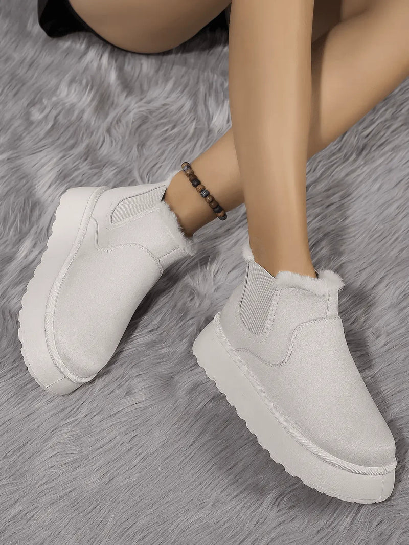 2PCS Cozy Height Increasing Ankle Thick-Soled Boots - IVORYNN