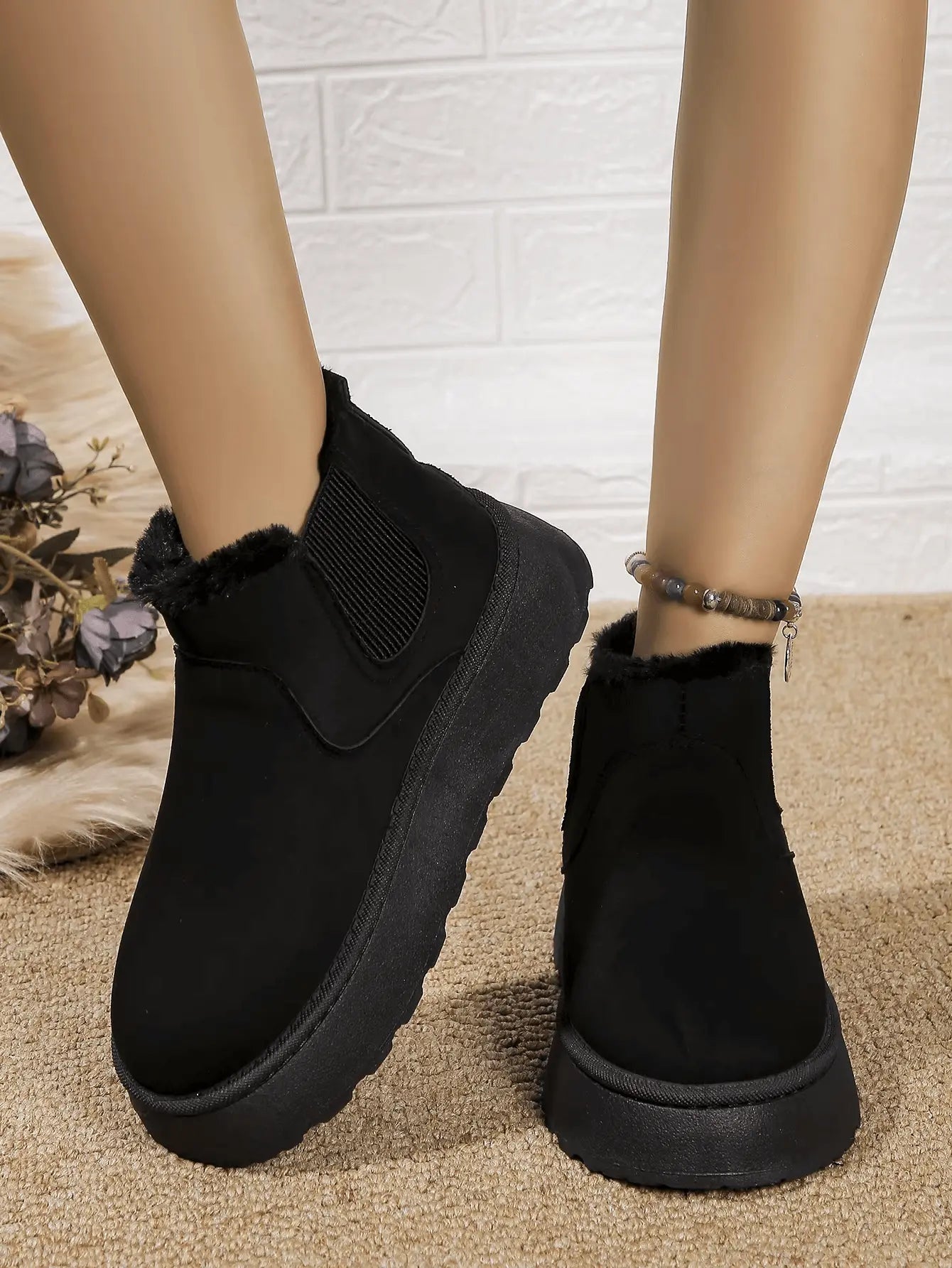 2PCS Cozy Height Increasing Ankle Thick-Soled Boots - IVORYNN