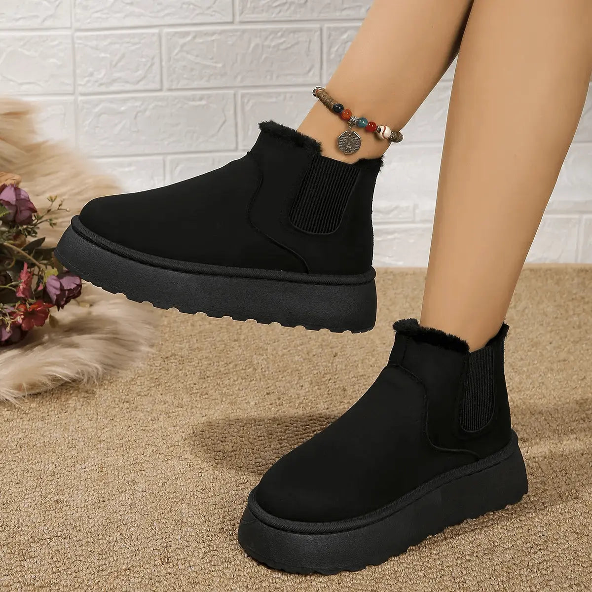 2PCS Cozy Height Increasing Ankle Thick-Soled Boots - IVORYNN