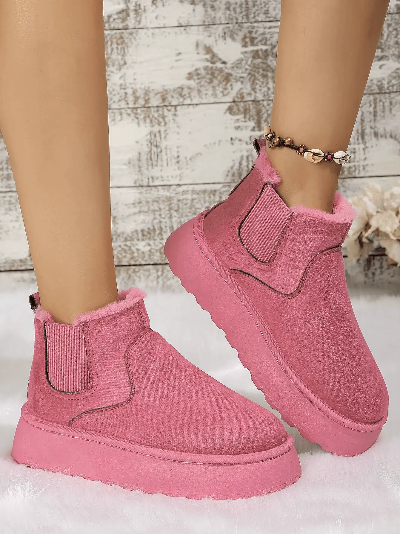 2PCS Cozy Height Increasing Ankle Thick-Soled Boots - IVORYNN