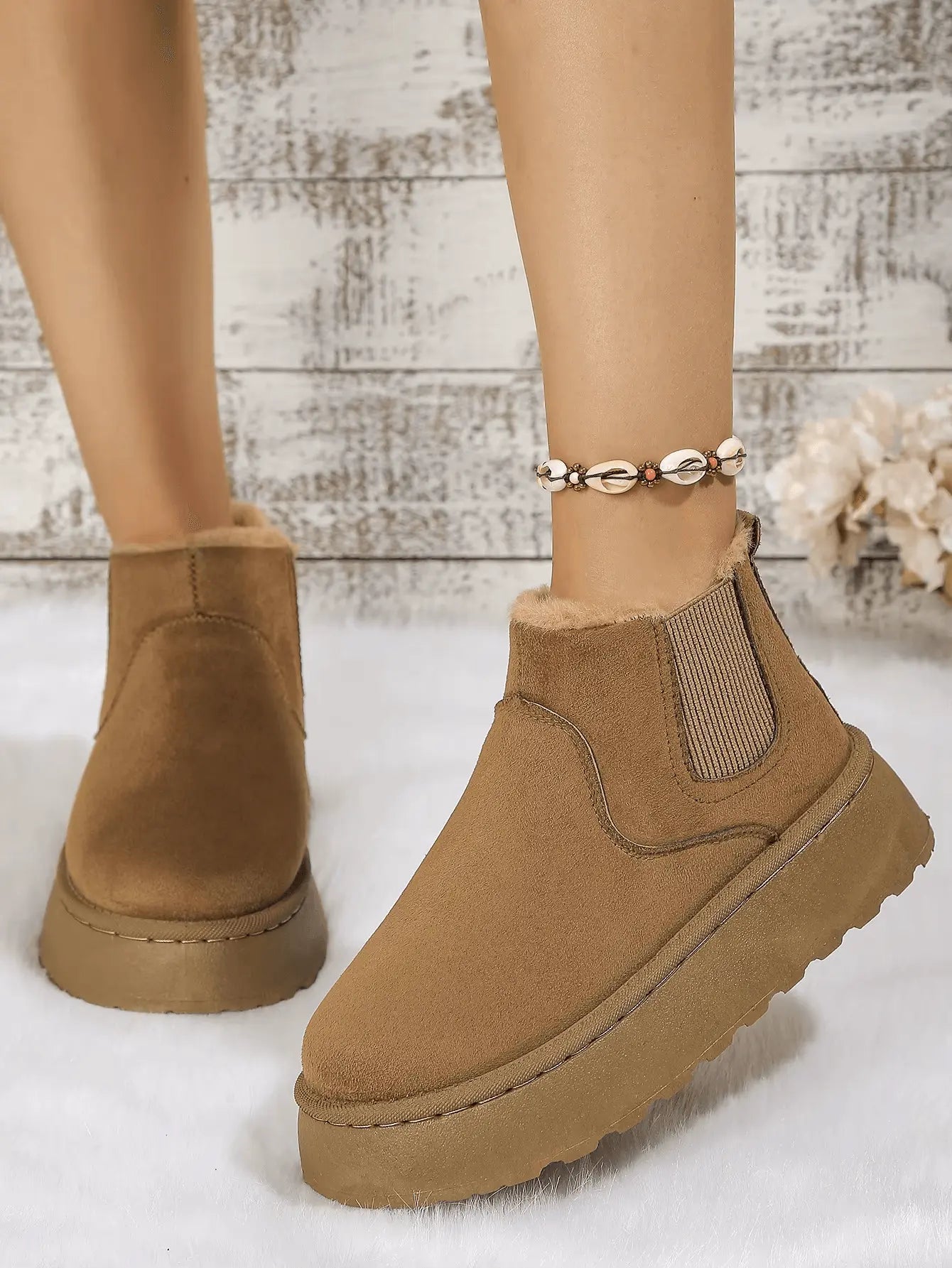 2PCS Cozy Height Increasing Ankle Thick-Soled Boots - IVORYNN