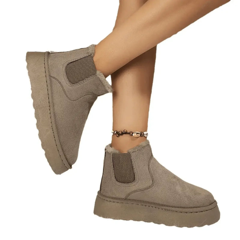 2PCS Cozy Height Increasing Ankle Thick-Soled Boots - IVORYNN