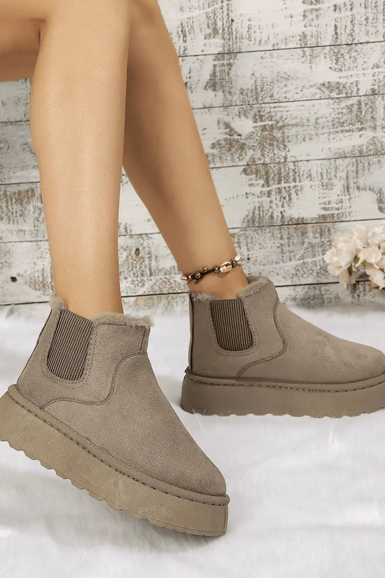 2PCS Cozy Height Increasing Ankle Thick-Soled Boots - IVORYNN